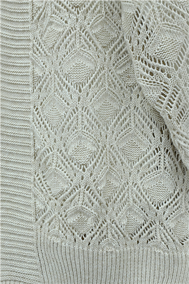 Desenli Araboy Örme Triko Hırka -Taş