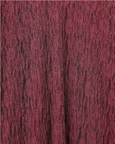 Desenli Astarlı Tül Etek -Bordo