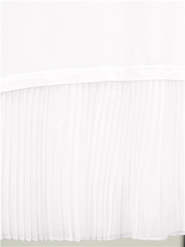 Dik Yaka Eteği Pliseli Penye İçlik   -Ekru