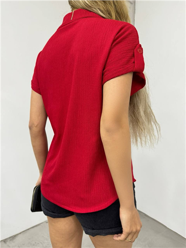 Duble Kol Tek Cepli Bürümcük Gömlek  -Bordo