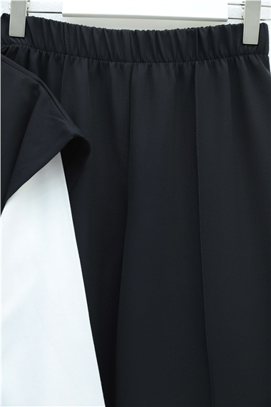 Womens Button-Detail Double Drawstring Vest Pants Double-Fabric Crepe Set - Black