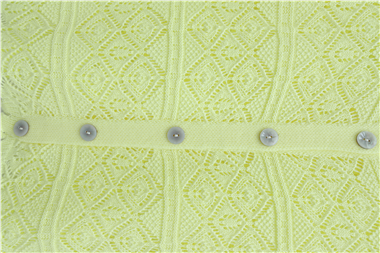 Düğmeli Desenli Ajurlu Triko Hırka  -Sarı