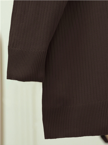 Düğmeli Fitilli Triko Hırka  -K. Kahve