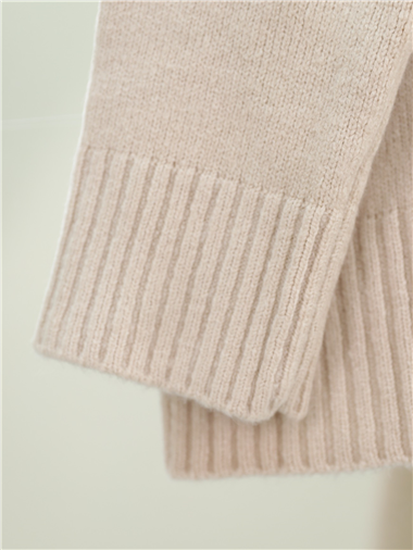 Düğmeli Oversize Triko Hırka -Bej