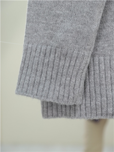 Düğmeli Oversize Triko Hırka -Gri