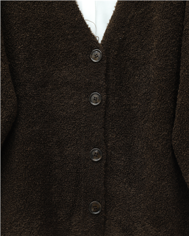 Düğmeli Salaş Triko Hırka -K. Kahve