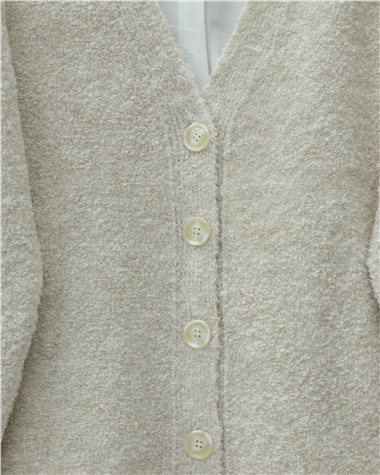 Düğmeli Salaş Triko Hırka -Taş