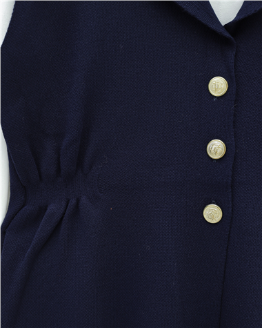 Düğmeli V Yaka Yelek Pantolon Triko Takım -Laci