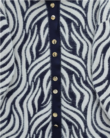 Düğmeli Zebra Desen Sakallı Triko Hırka -Laci