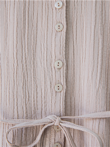 Eteği Fırfırlı Düğmeli Beli Bağcıklı Etekli Takım -Vizon