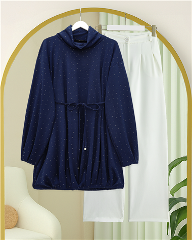 Eteği Lastikli Beli Bağcıklı Yarım Boğazlı Oysho Sweat -Laci