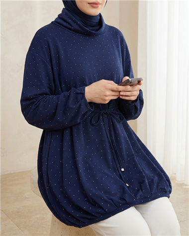 Eteği Lastikli Beli Bağcıklı Yarım Boğazlı Oysho Sweat -Laci
