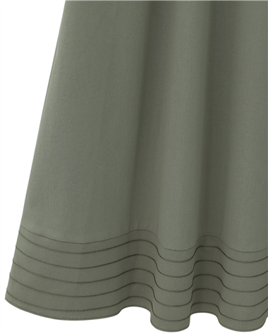 Etek Ucu Dikiş Detaylı Beli Lastikli Astarlı İthal Soft Gabardin Etek -Çağla Y.