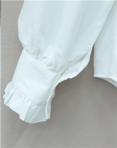 Fırfır Detaylı Düğmeli Kısa Gömlek -Beyaz