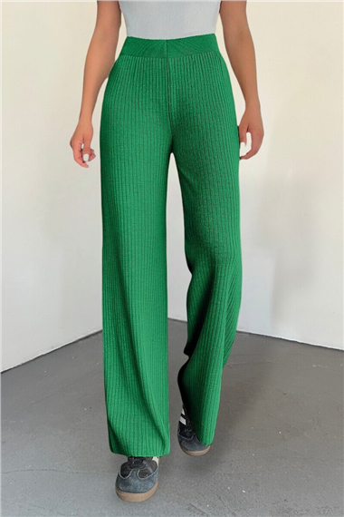 Fitilli Triko Pantolon -Yeşil