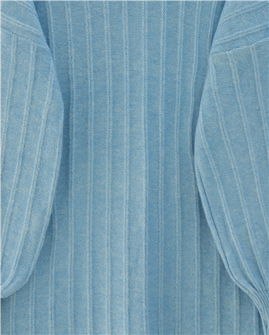 Fitilli Yırtmaçlı Yumoş Triko Tunik -Açık Mavi