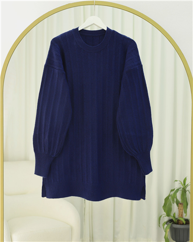 Fitilli Yırtmaçlı Yumoş Triko Tunik -Laci