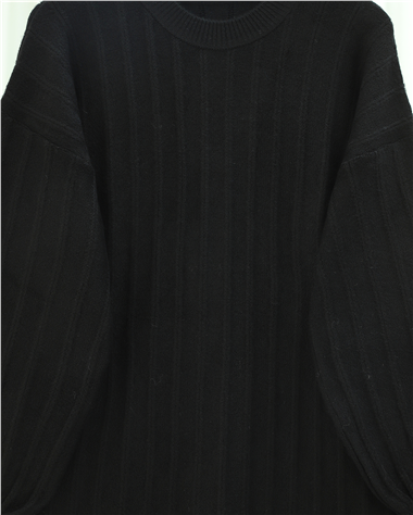 Fitilli Yırtmaçlı Yumoş Triko Tunik -Siyah