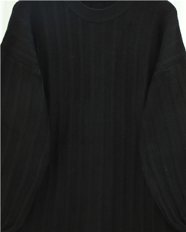 Fitilli Yırtmaçlı Yumoş Triko Tunik -Siyah