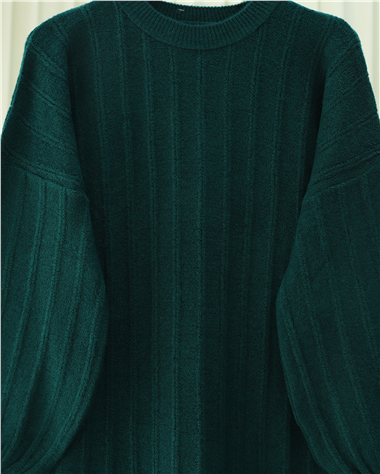 Fitilli Yırtmaçlı Yumoş Triko Tunik -Zümrüt