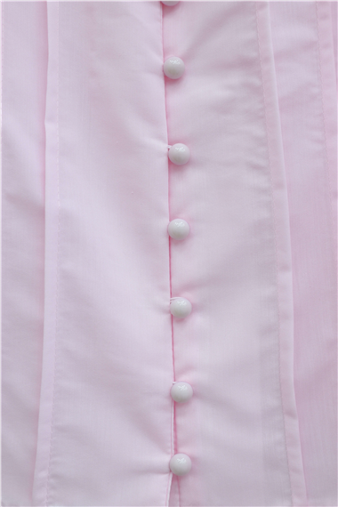 Geniş Yakalı Bağlamalı Kolu Lastikli Eteği Astarlı Poplin Takım  -Pembe