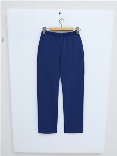 Hakim Yaka Önü Taş Detaylı Pantolonlu Takım -İndigo