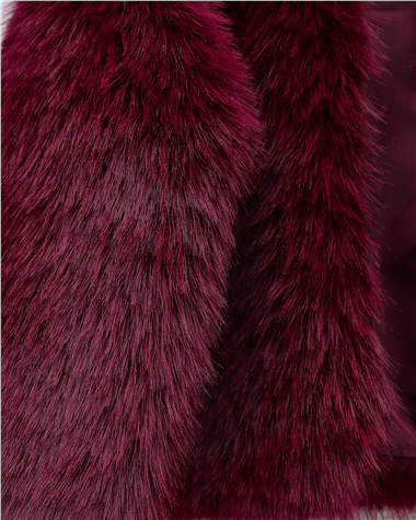 İçi Astarlı Kürklü Kaban -Bordo