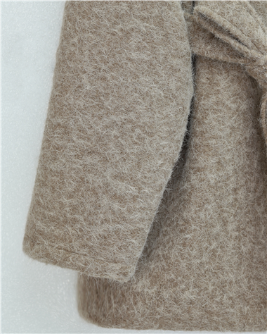 İçi Astarlı Tek Düğmeli Kemerli Sakallı Kap -Bej