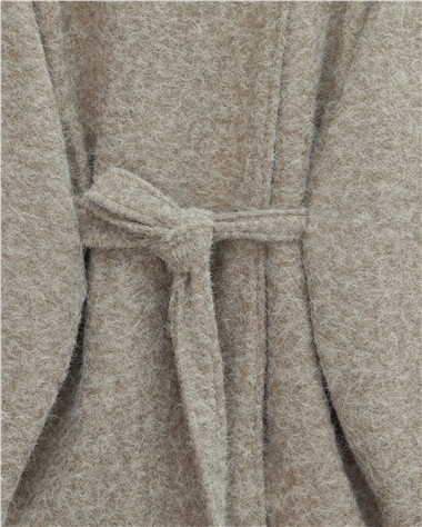 İçi Astarlı Tek Düğmeli Kemerli Sakallı Kap -Bej