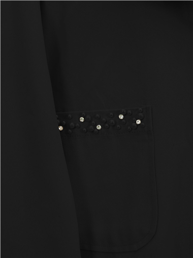 İnci Detaylı Çıtçıtlı Gabardin Takım -Siyah