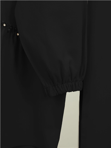 İnci Detaylı Çıtçıtlı Gabardin Takım -Siyah