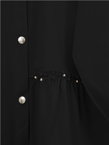İnci Detaylı Çıtçıtlı Gabardin Takım -Siyah