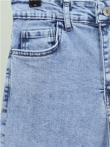 İspanyol Paça Yüksek Bel Kot Pantolon   -Buz Mavi