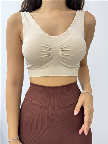 صدرية مبطنة بحزام سميك - كريمي