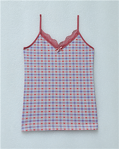 Kalp Desenli Askılı Dantelli Atlet -Lila