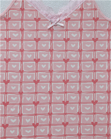 Kalp Desenli Askılı Dantelli Atlet -Pudra