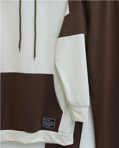 Womens Kangaroo-Pocket Double Multicolor Set - Beige