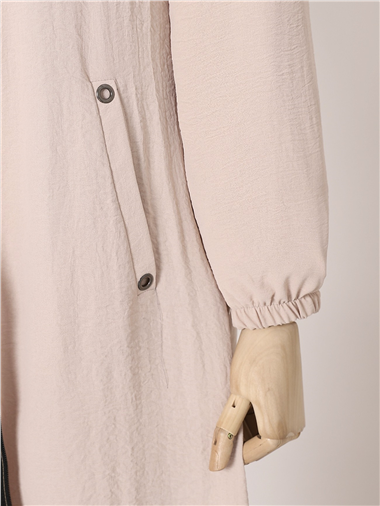 كاب أيروبين بغطاء للرأس مع جيوب - كريمي