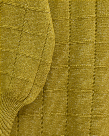 Kare Desenli Yırtmaçlı Yumoş Triko Tunik -Yağ Yeşili