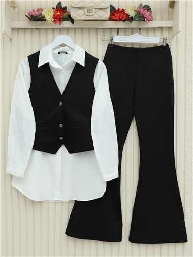 بنطلون واسع بدون حزام - أسود