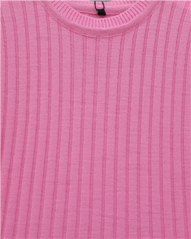 Kolları Düğmeli Eteği Fırfırlı Triko Elbise -Pembe