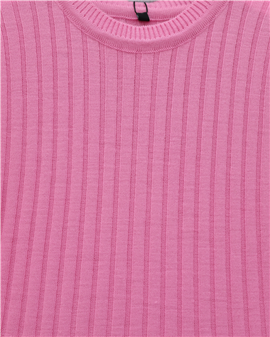 Kolları Düğmeli Eteği Fırfırlı Triko Elbise -Pembe