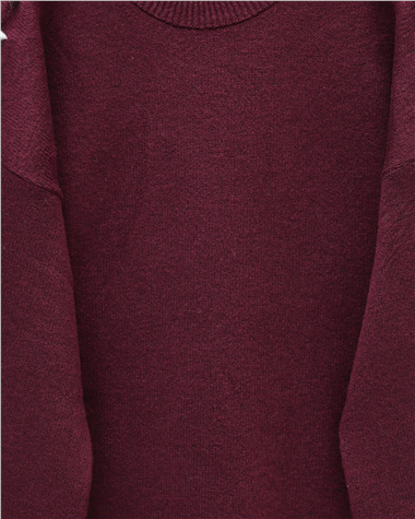 Kolları İpli Çizgili Yumoş Triko Tunik -Bordo