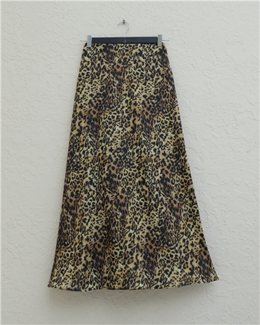 Leopar Desen Kloş Etek -Leopar