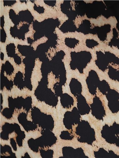 Leopar Desenli Cep Detaylı Fermuarlı Takım  -Siyah