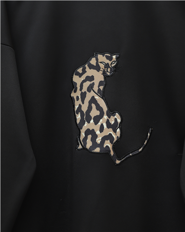 Leopar Figürlü Ve Desenli Pantolonlu Scuba Takım -Siyah