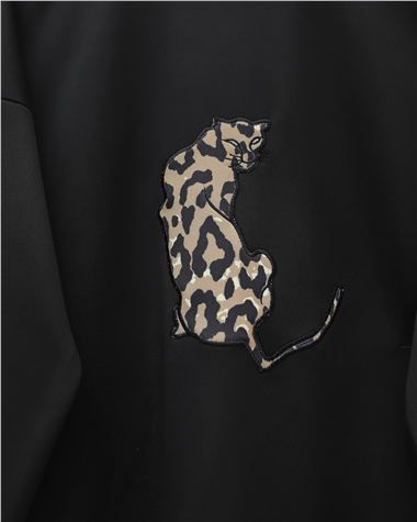 Leopar Figürlü Ve Desenli Pantolonlu Scuba Takım -Siyah