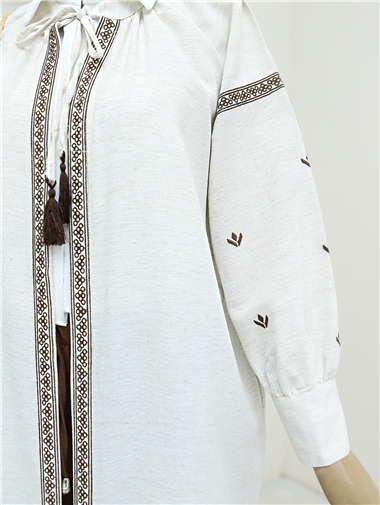 Nakış Detaylı Kimono -Taş