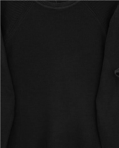 Womens Shoulder Cable-Knit Braided-Knit Relaxed Knit Tunic - Black