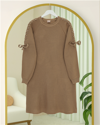 Womens Shoulder Cable-Knit Braided-Knit Relaxed Knit Tunic - Mink